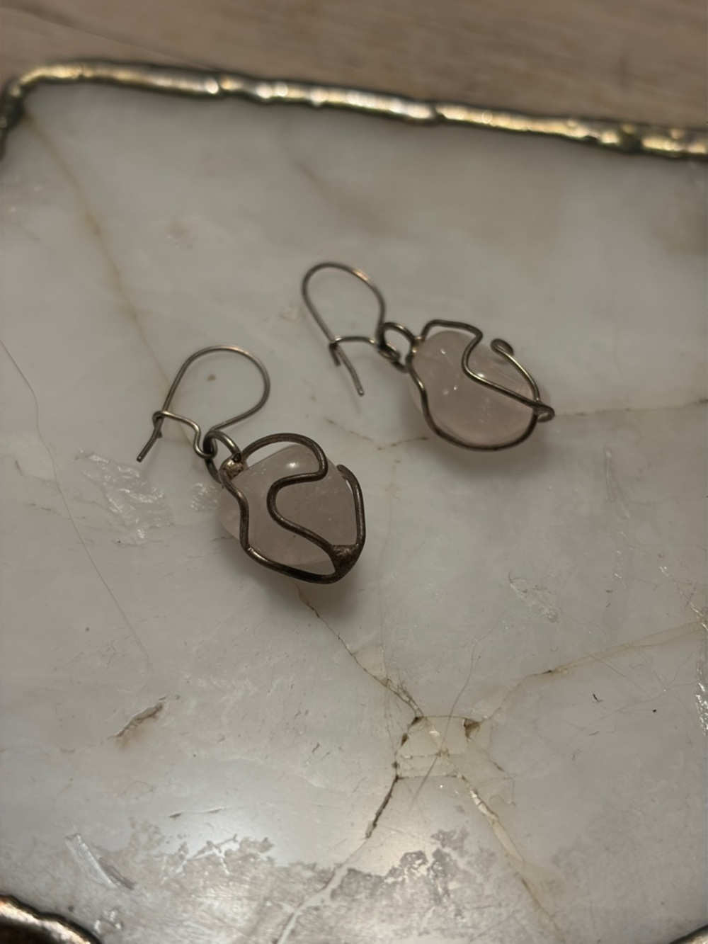 HANDMADE | Delicate Pink Rose Quartz Drop Earrings - Feminine Everyday Style